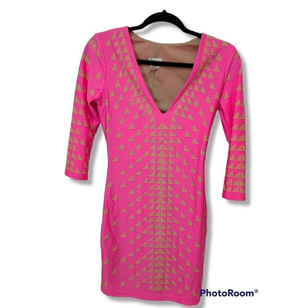 Rubber Ducky Hot Pink mini dress Rhinestones  Sz S made in USA Valentines